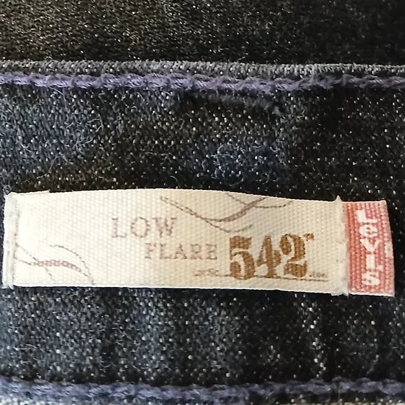 Levis 542 Vintage Jeans 6 Low Rise Flare Washed Black Denim Stretch '06 - Picture 7 of 9